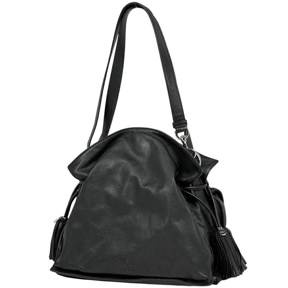 Loewe Shoulder Bag Anagram Flamenco Leather Black